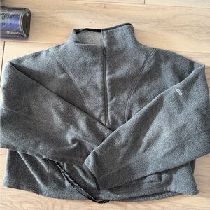 ALO Yoga Charcoal Quarter-Zip Fleece Pullover